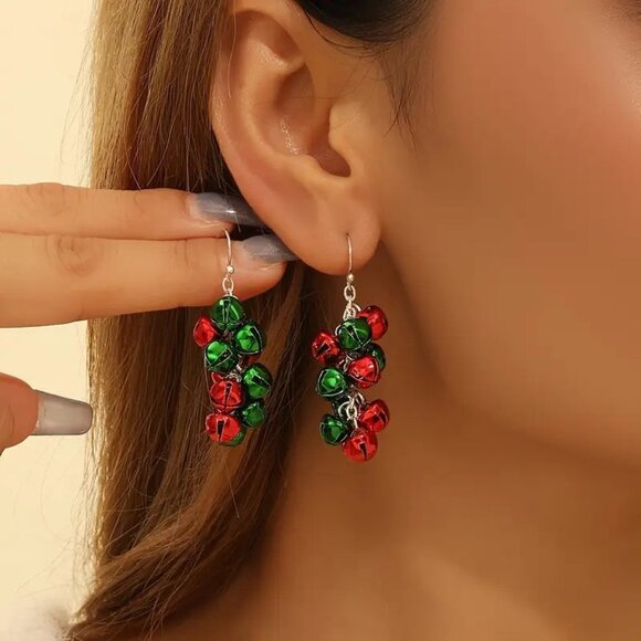 Christmas Colorful Bell Decoration Women's Long Tassel Earrings - Picture 1 of 3